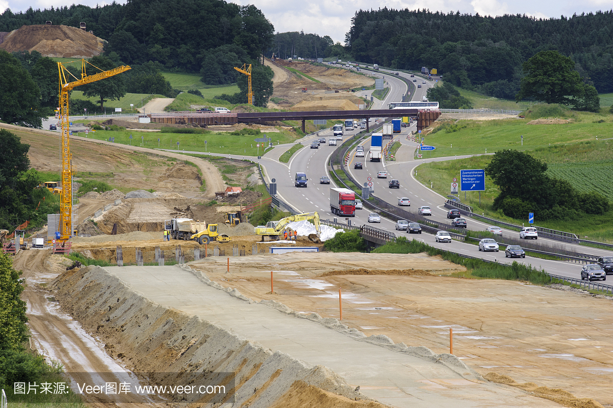 德国高速公路上的建筑工地